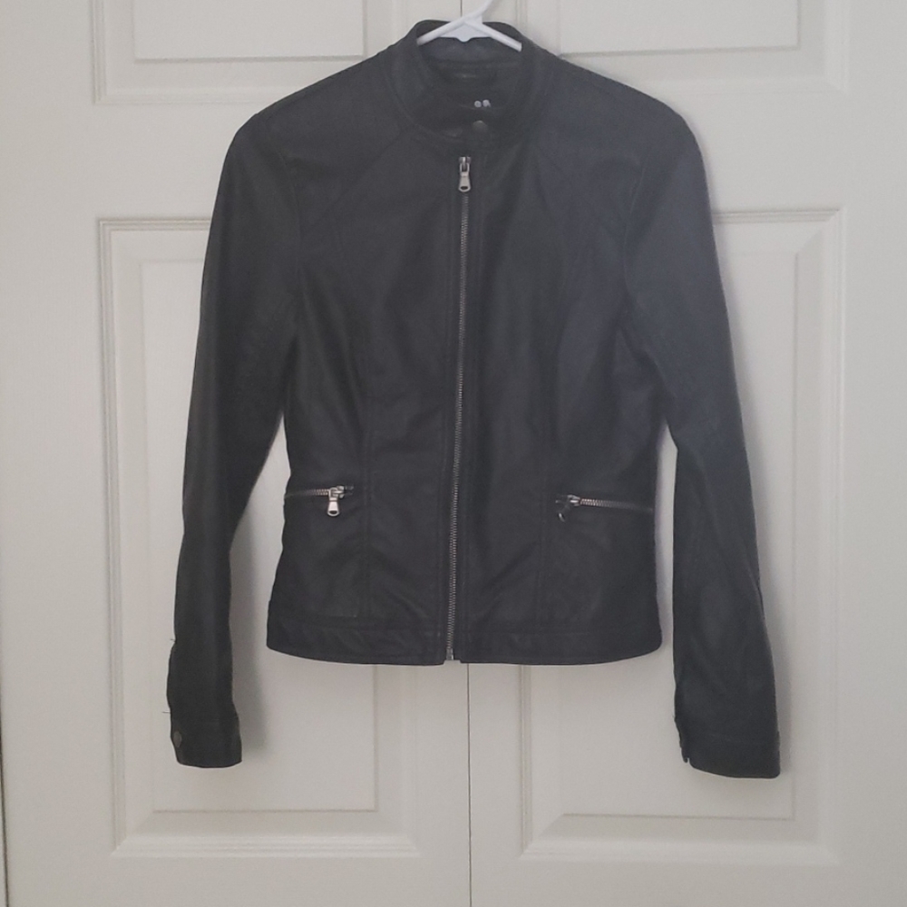 Black Faux Leather Moto Jacket
